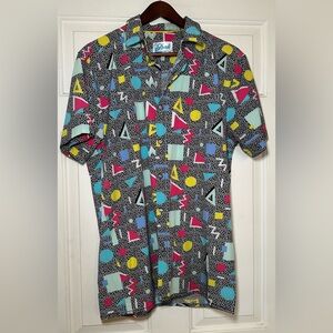 Fresh Prints of Bel-Air Button Shirt Sz M Retro 80s‎ Geometric All Over Print.